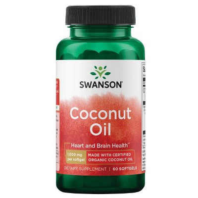 Swanson Coconut Oil Made with Certified Organic Coconut Oil 1,000 mg 60 Softgels.