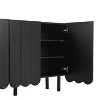 Okak Accent Cabinet, Shoe Cabinet with Three Carved Patterns Doors, Shoe rack for Entryway, Living Room, Hallway, Black - 4 of 4