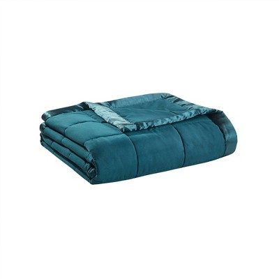 King Teal Reversible Satin Trim Down Alternative Blanket