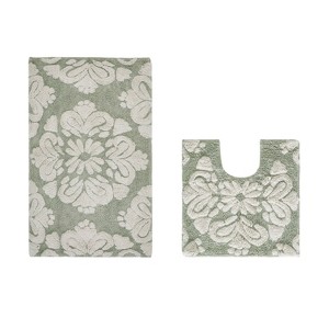 Medallion Collection 2 Piece 100% Cotton Tufted Bathroom Rug Set  with Non-Slip Backing, Machine Washable, Tumble Dry Bath Mat - 1 of 4