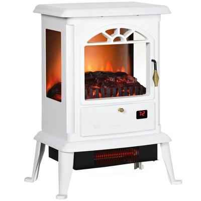 HOMCOM 23" Electric Infrared Fireplace Stove, Freestanding Fireplace Heater with Realistic Flame, Adjustable Temperature, Timer, Remote Control