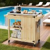coucheta Outdoor Grill Cart with Wheels and Stainless Steel Top, Mobile BBQ Station with Storage & Spice Rack, Kitchen Island for Patio, Backyard - 2 of 4
