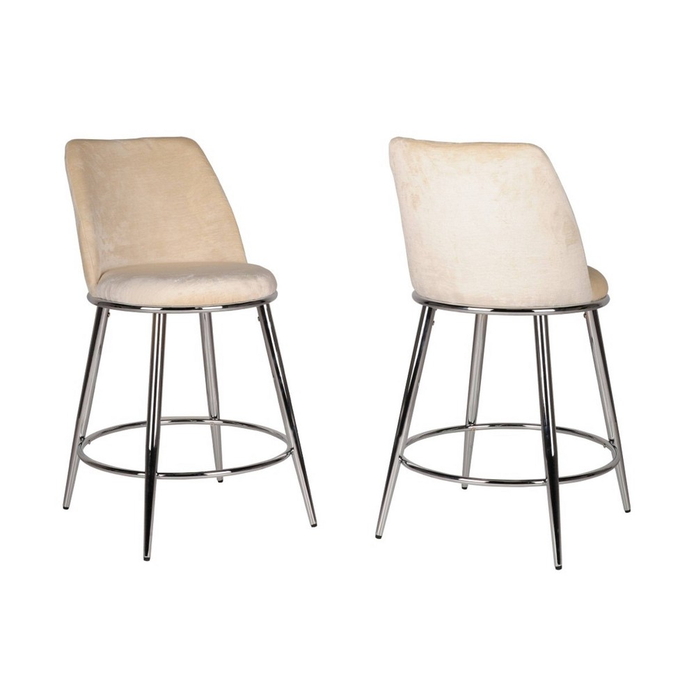 Brassex Set of 2 Nova Counter Height Barstools Beige