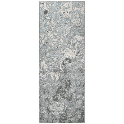 Azure Modern Watercolor Ivory/Gray/Blue Area Rug