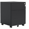Vynxaria Black 2-Drawer Mobile File Cabinet - Versatile Utility Storage Cabinets with Lock and Casters - 2 of 4