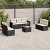 vidaXL Patio Sofa Set with Cushions Outdoor Furniture 8 Piece Poly Rattan - Black and Cream - 2 of 4