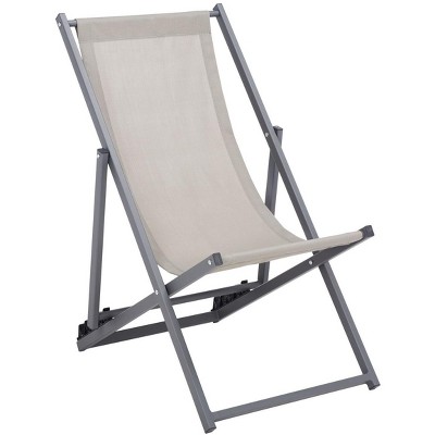 Grey Adjustable Foldaway Outdoor Sling Chairs, Set of 2