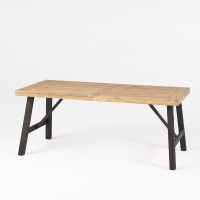 NicBex Patio Rectangle Dining Table Outdoor Acacia Wood 70.5 Inch Table All-Weatherproof