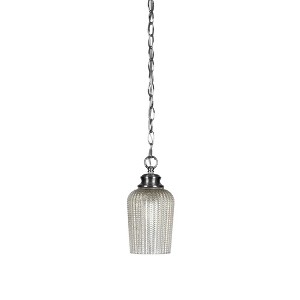 Toltec Lighting Cordova 1 - Light Pendant in  Brushed Nickel with 5" Silver Textured Shade - 1 of 1