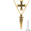 Steeltime 30" 18k gold plated stainless steel double layer cross and sword necklace - 3 of 4