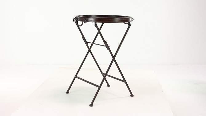 Traditional Round Brown Tray Table Brown - Olivia &#38; May, 2 of 8, play video