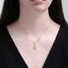 Guili Two Tone with Clear Cubic Zirconia Tear Drop Pendant Necklace - 3 of 4