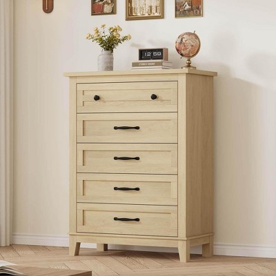 Segawe 5-Drawer Dresser Chest For Bedroom Or Living Room - Black, Space-Saving Design