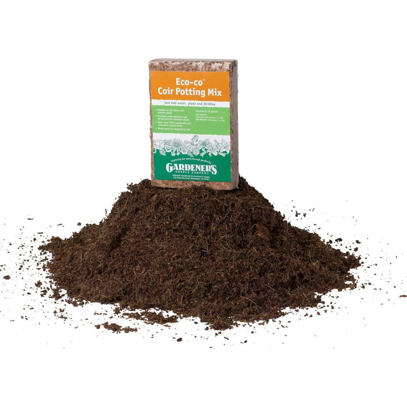 Gardener's Supply Company Eco-co Coconut Coir Potting Mix Brick | Expands to 10 Quarts of Mix, Earth-Friendly for Container Planting, Raised Beds, 2 of 3