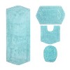 Waterford Collection Tufted Bath Rug, Extra Soft and Absorbent, Non-Slip Bath Mats, Machine Washable bath rugs for Bathroom, 4 Piece Set, Turquoise - 2 of 4