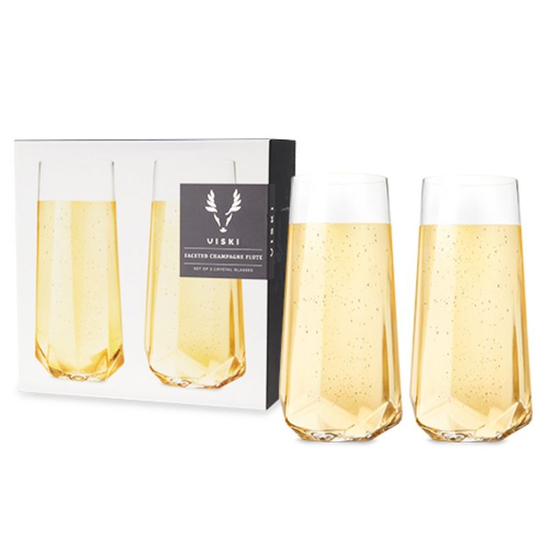 Viski Raye Crystal Champagne Flutes Set of 2, 1 of 13