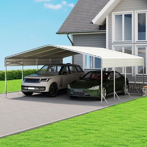 XBRIGH 12x20 Ft Carport, Heavy Duty Metal Car Port, All-Weather Protection, Easy Assembly for Cars, Trucks, Boats, Tractors, and Outdoor Storage - 1 of 4