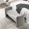 Donna 52" Ottoman with Storage Unit, Upholstered Teddy Bench with Solid Wood Legs for Living Room, Bedroom, Indoor Furniture - Maison Boucle - 4 of 4