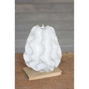 Ceramic Ruffle Vase 10.5"H – Small White Decorative Vase by Kalalou - 1 of 4