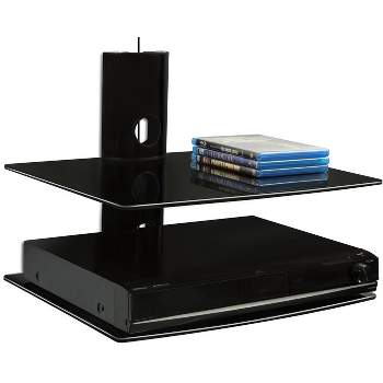 Mount-It! Dual Tempered Glass Wall Mount Shelf System, Black