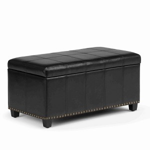 CAVINAS Faux Leather Storage Ottoman Bench,Ottoman with Stitched Design and Nailhead Trim for Living Room,Bedroom - 1 of 4