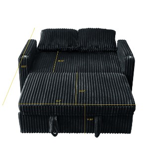 TiramisuBest Velvet Sleeper Sofa with Pull-Out Bed, Reclining Loveseat Couch with Pillows & Side Pockets – Black - 1 of 4
