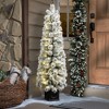 LuxenHome 4.5Ft Pre-Lit Snow-Flocked Artificial Tree Potted Green - 3 of 4