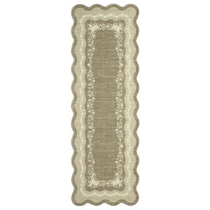 Washable Scalloped Living Room Rugs, Modern Floral Print Area Rug for Bedroom Dining Room, Non Slip Home Decor Carpet - 1 of 4