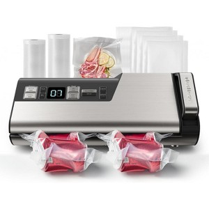 COWLOWN Gray Vacuum Sealer Machine, 95kPa 140W One Hand Operation Food Sealer, Double Seal Strip with Build-in Cutter and Countdown Display - 1 of 4