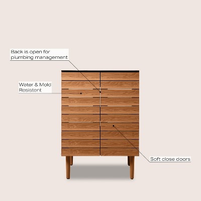 Aubert 24" Walnut Modern Farmhouse Bath Vanity Cabinet