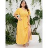 Coolmee Women's Plus Size Maxi Dress Wrap V Neck Short Sleeve High Waist Side Split Flowy A Line Casual Elegant Floral Long Dress - 3 of 4