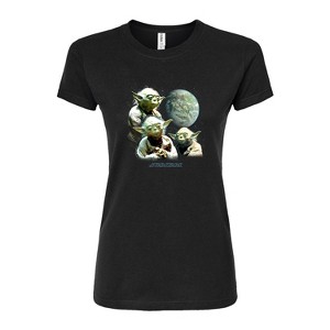 Women's - Star Wars - Yoda Death Star Fitted Graphic T-Shirt - 1 of 3