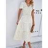 Coolmee Women's Summer Causal Fultter Short Sleeve V-Neck Midi Dress Ruffle Tiered Smocked Dress - 4 of 4