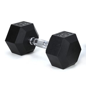 Naysaye Dumbbell 30LBS Hex Dumbbell with Chrome Plated Knurled Handle Rubber Coated Solid Cast Iron for Home Gym, Silver, 13"*6"*6" - 1 of 4