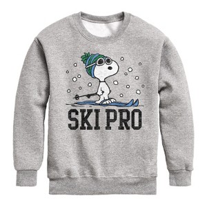 Boys' - Peanuts - Snoopy Ski Pro Graphic Long Sleeve Fleece Sweatshirt - 1 of 4