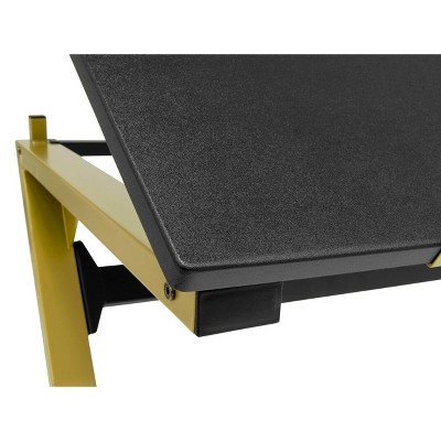 Stellar 36" Black and Gold Adjustable Drawing Table with Padded Stool
