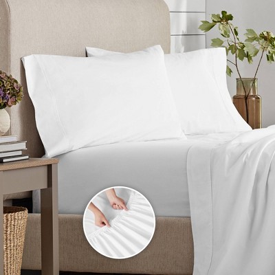 Queen White Organic Cotton Percale Sheet Set