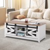 VEVOR 48" Farmhouse Coffee Table, Rectangle Coffee Table with 2 Sliding Barn Doors, 2 Tiers Wooden Table with Removable Shelves, White & Natural - 2 of 4
