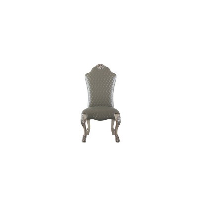 Vintage Bone White Faux Leather Upholstered Side Chair Set
