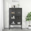 vidaXL Storage Cabinet for Entryway Hallway Office Steel and Tempered Glass - Anthracite - 2 of 4