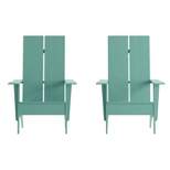 Flash Furniture Set of 2 Sawyer Modern All-Weather Poly Resin Wood Adirondack Chairs