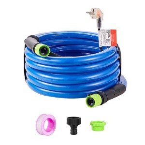 VEVOR 15ft Heated Water Hose for RV,Heated Drinking Water Hose Antifreeze to -45°F, Automatic Self-regulating, 5/8" I.D. with 3/4" GHT Adapter, Blue - 1 of 4