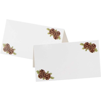 Juvale 100-Pack Christmas Pine Cones Place Cards, Fold Over Place cards for Party (2 x 3.5 In)