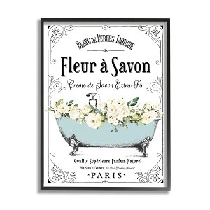 Stupell Industries Vintage Parisian Bathroom Advertisement Floral Blue Tub - 1 of 4