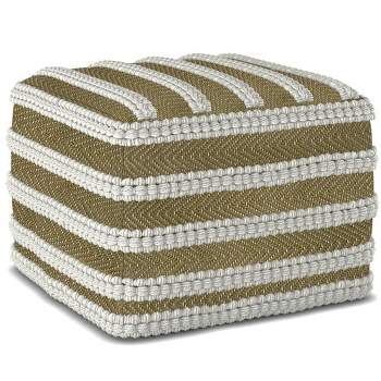 Jericho Square Woven PET Polyester Pouf Natural/White - WyndenHall