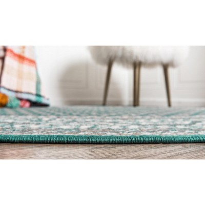 Teal Braided 5' Round Synthetic Indoor Area Rug