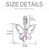 Sterling Silver Pink Ribbon Butterfly Charm with CZ - Breast Cancer Awareness Bead for Bracelets - 3 of 4