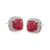 Ross-Simons 7.95 ct. t.w. Ruby and .10 ct. t.w. White Topaz Stud Earrings in Sterling Silver - 4 of 4