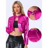 Allegra K Women's Stand Collar Metallic Zipper Cropped Party Club Long Sleeve Jackets - 2 of 4