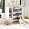 Costzon Toy Storage Organizer with Bookshelf, 4-Tier Organizer with 8 Removable Bins, 5 Cubbies, Kids Bookshelf for Room, Playroom, Nursery (White) - 2 of 4